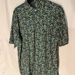 Rhoback Yellow Daffodil Floral Green Men's Shirt